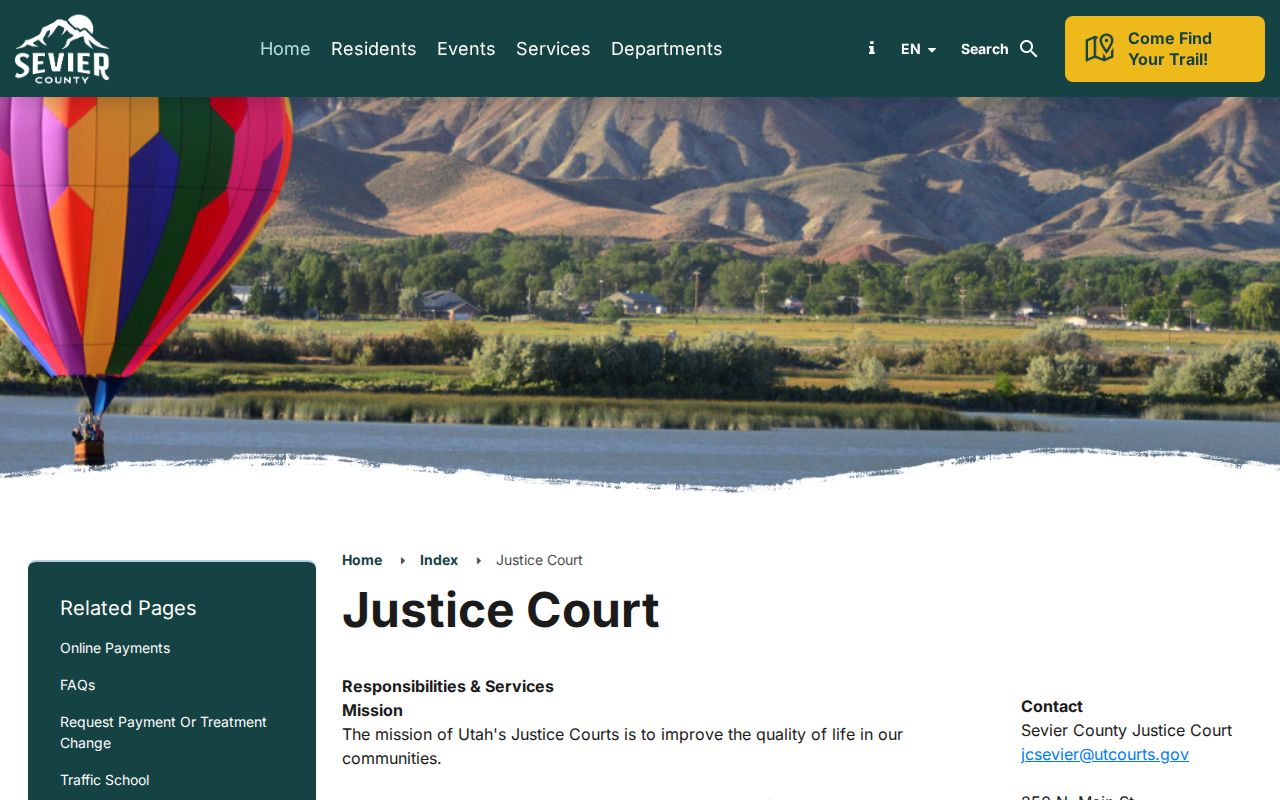 Official Sevier County Justice Court information page