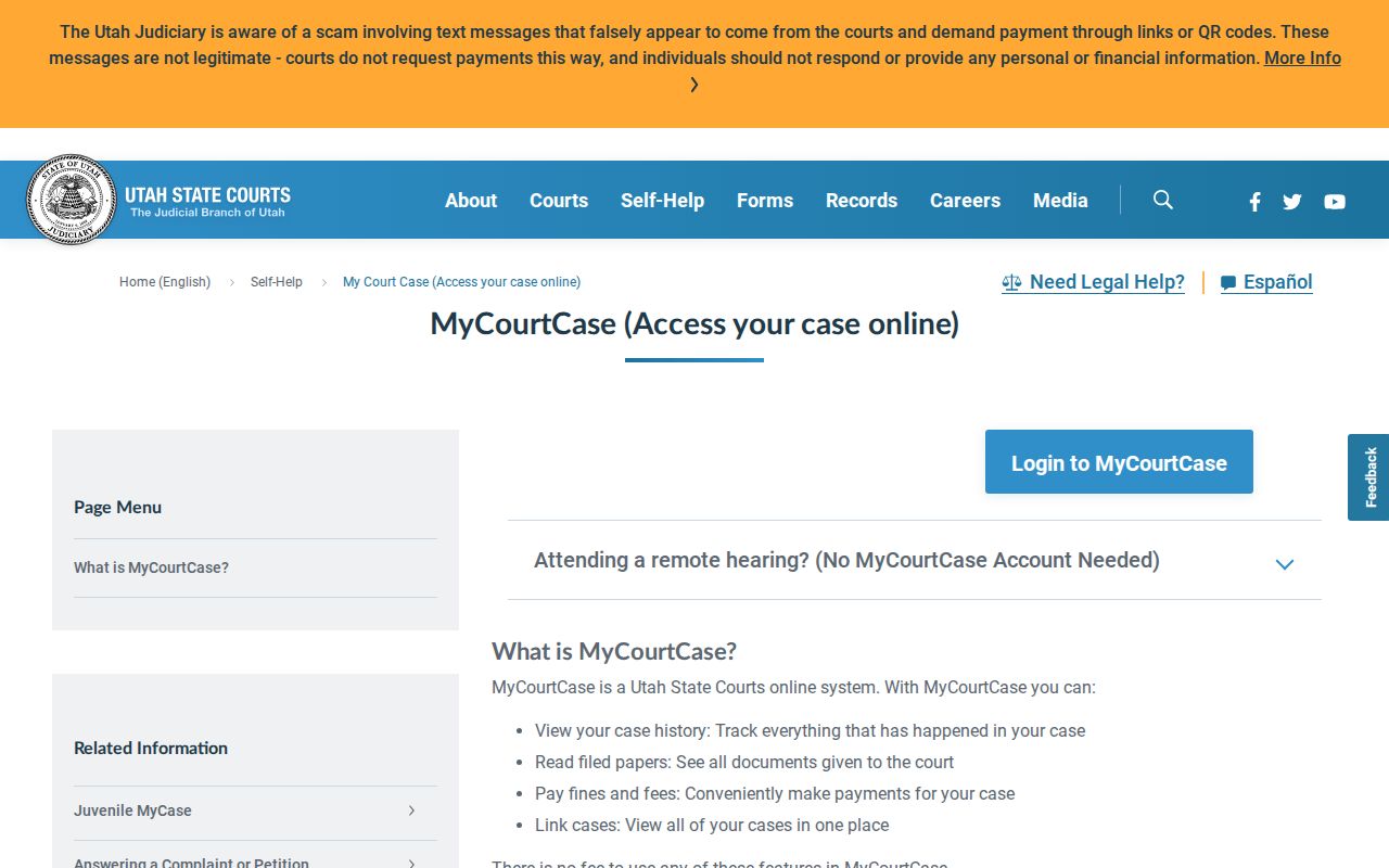 Utah Courts Webex and calendar instructions for Sevier County hearings