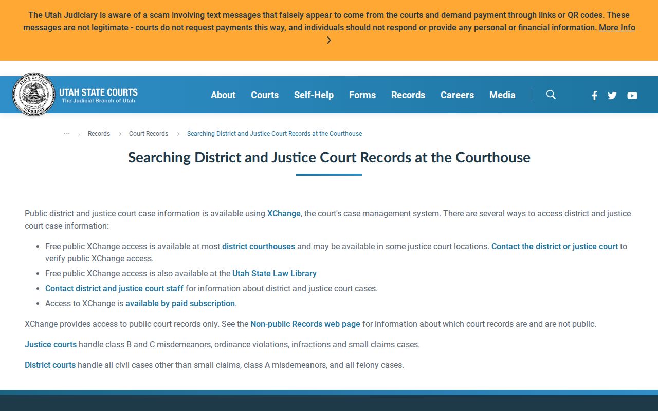 Utah courthouse terminal information for Sevier County searches